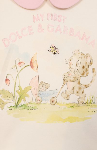 Хлопковый лонгслив DOLCE & GABBANA кремового цвета по цене 29650 руб., арт. L2JTRE/G7P80, фото 3 Хлопковый лонгслив DOLCE & GABBANA, арт. L2JTRE/G7P80, фото 3