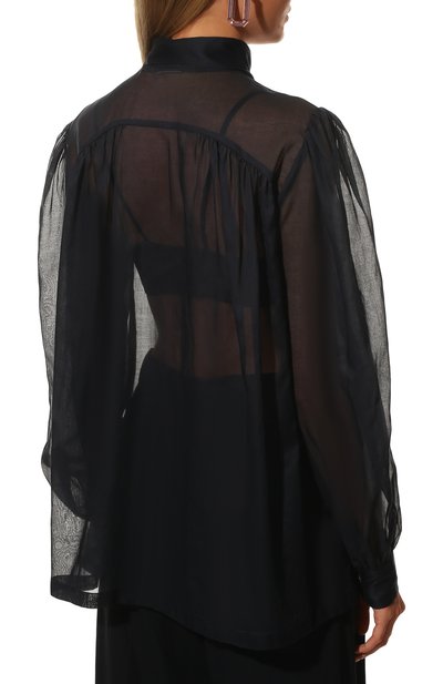 Хлопковая блуза DRIES VAN NOTEN темно-синего цвета по цене 47800 руб., арт. 221-010750-4121, фото 4 Хлопковая блуза DRIES VAN NOTEN, арт. 221-010750-4121, фото 4