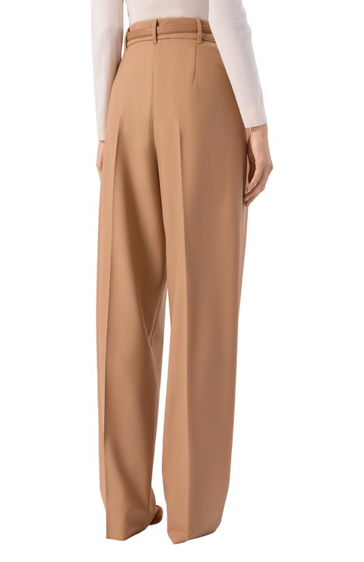 Шерстяные брюки Max Mara Studio ENTRATA Бежевый  ENTRATA Фото 4