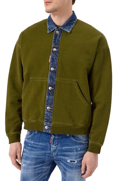 Хлопковая толстовка DSQUARED2 хаки цвета по цене 94600 руб., арт. S74HG0169/S25030, фото 3 Хлопковая толстовка DSQUARED2, арт. S74HG0169/S25030, фото 3