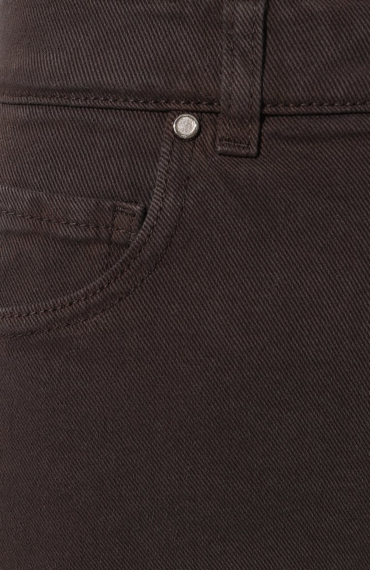 Женские джинсы KITON темно-коричневого цвета, арт. DJ56110K0502F03 | Фото 5 (Материал внешний: Хлопок, Деним; Длина (брюки, джинсы): Стандартные; Кросс-КТ: Деним; Стили: Кэжуэл; Силуэт Ж (брюки и джинсы): Прямые; Автоматизация ТО: Проставлено; Автоматизация состава: Проставлено)