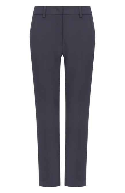 Женские брюки WEEKEND MAX MARA синего цвета, арт. RANA | Фото 1 (Длина (брюки, джинсы): Стандартные; Материал сплава: Проставлено; Драгоценные камни: Проставлено)