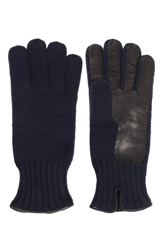 Комбинированные перчатки Il Borgo Cashmere Синий, фото 2
