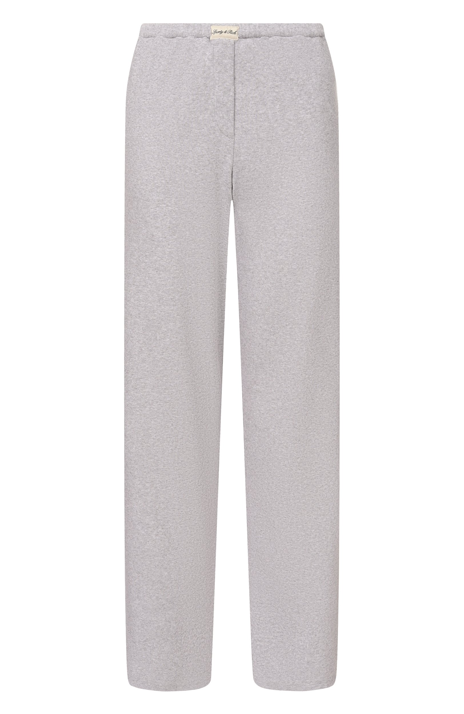 Хлопковые брюки SPORTY AND RICH серого цвета по цене 19300 руб., арт. PA06974326GY03, фото 1 Хлопковые брюки SPORTY AND RICH, арт. PA06974326GY03, фото 1