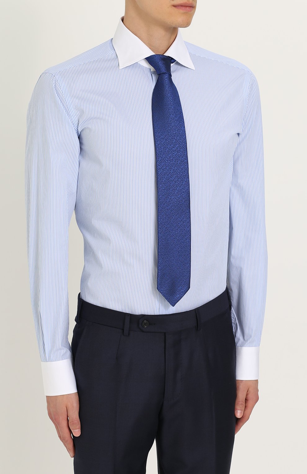 Хлопковая сорочка с воротником акула KITON, арт. UCIH0601901002, фото 4