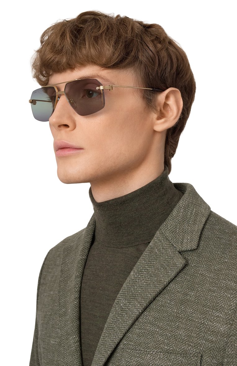 Мужские солнцезащитные очки CARTIER серого цвета, арт. CT0426S 003 | Фото 2 (Нос: Не проставлено; Региональные ограничения белый список (Axapta Mercury): Не проставлено; Материал: Металл; Тип очков: С/з; Кросс-КТ: С/з-мужское; Очки форма: Безоправные, Авиаторы; Оптика Гендер: оптика-мужское)