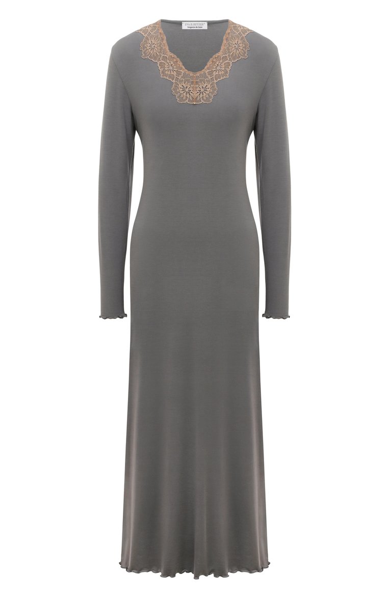 Женская сорочка из вискозы EVA B.BITZER серого цвета, арт. 23301276 | Фото 1 (Материал сплава: Проставлено; Нос: Не проставлено; Материал внешний: Вискоза)