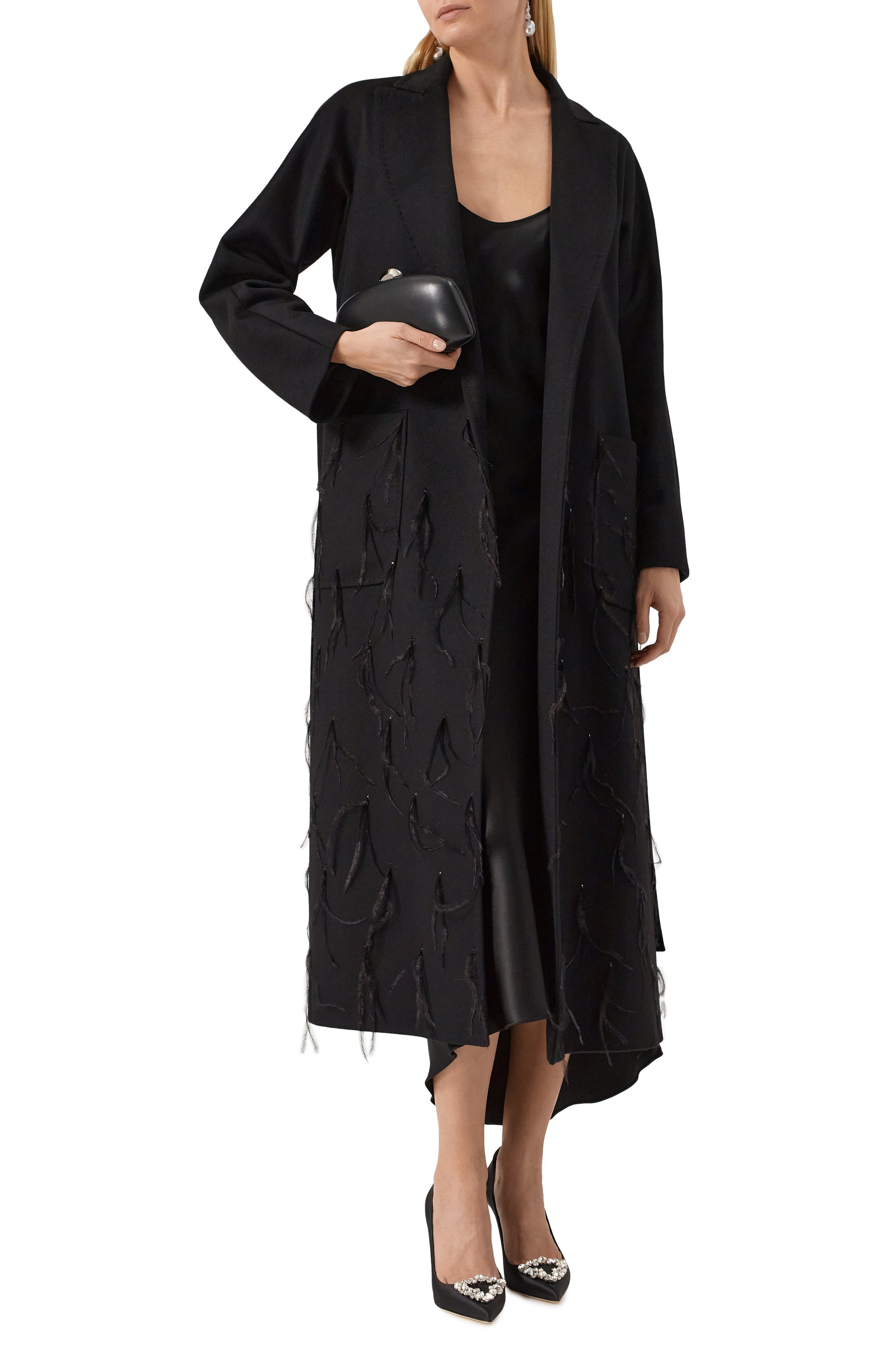 Кашемировое пальто с отделкой перьями MVST, арт. SAN2031L130/222, фото 2