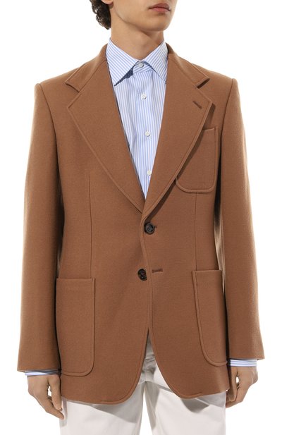 Шерстяной пиджак GUCCI коричневого цвета по цене 331200 руб., арт. 635942 ZAA2U, фото 3 Шерстяной пиджак GUCCI, арт. 635942 ZAA2U, фото 3