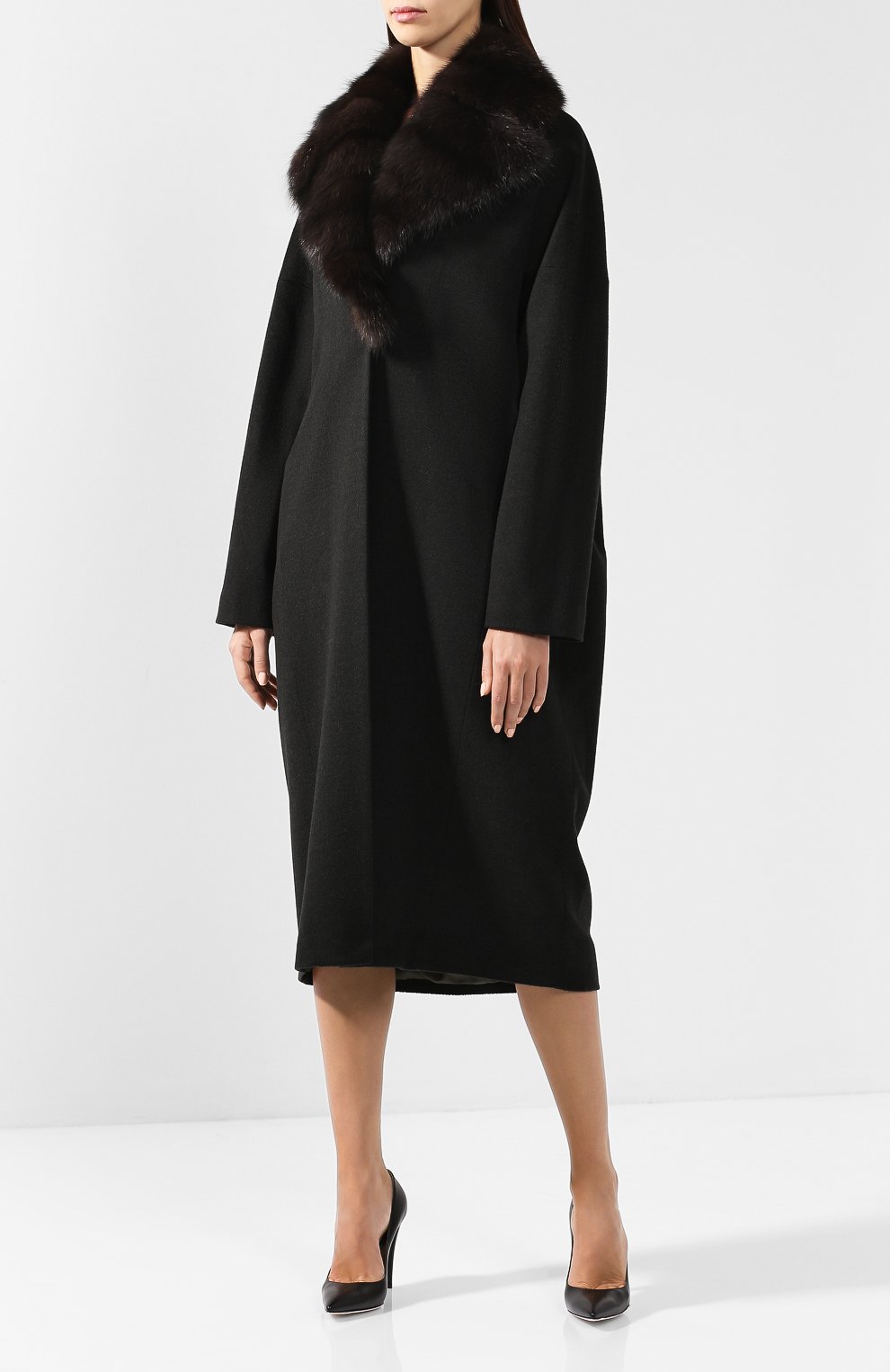 Шерстяное пальто с меховым воротником KITON, арт. D44615PK02406/LGUA, фото 3