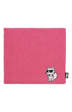 Детский комплект из шапки и шарфа-снуда KARL LAGERFELD KIDS фуксия цвета, арт. Z30333 | Фото 4 (Материал: Хлопок, Текстиль; Нос: Не проставлено; Материал сплава: Проставлено)