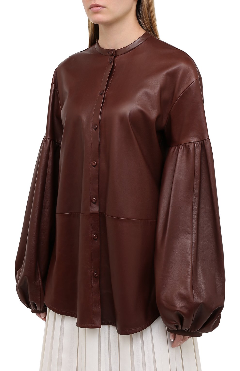 Кожаная рубашка JIL SANDER темно-коричневого цвета по цене 399500 руб., арт. JSWR656075-WRL01011, фото 3 Кожаная рубашка JIL SANDER, арт. JSWR656075-WRL01011, фото 3