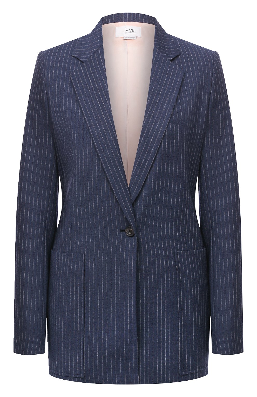 Шерстяной жакет VICTORIA, VICTORIA BECKHAM синего цвета по цене 59950 руб., арт. 2320WJK001400B, фото 1 Шерстяной жакет VICTORIA, VICTORIA BECKHAM, арт. 2320WJK001400B, фото 1