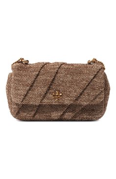 Женская сумка kira mini  TORY BURCH коричневого цвета, арт. 154829 | Фото 1 (Размер: mini; Материал сплава: Проставлено; Драгоценные камни: Проставлено; Материал: Текстиль; Ремень/цепочка: На ремешке)