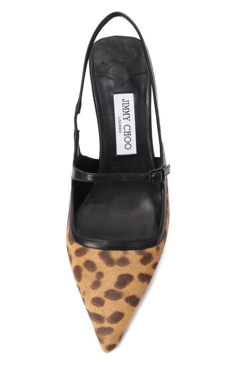 Женские кожаные туфли didi 45 JIMMY CHOO леопардового цвета, арт. DIDI 45/BXR | Фото 6 (Материал внутренний: Натуральная кожа; Подошва: Плоская; Каблук высота: Средний; Материал внешний: Натуральная кожа; Материал сплава: Проставлено; Драгоценные камни: Проставлено; Женское Кросс-КТ: Слингбэки; Каблук тип: Шпилька)