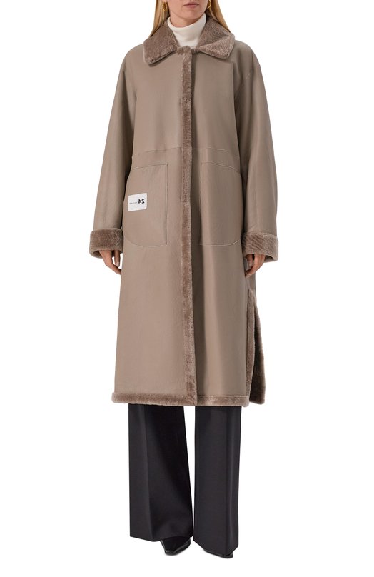 Двусторонняя дубленка manzoni24 25M1115-S23N Бежевый  25M1115-S23N Фото 6