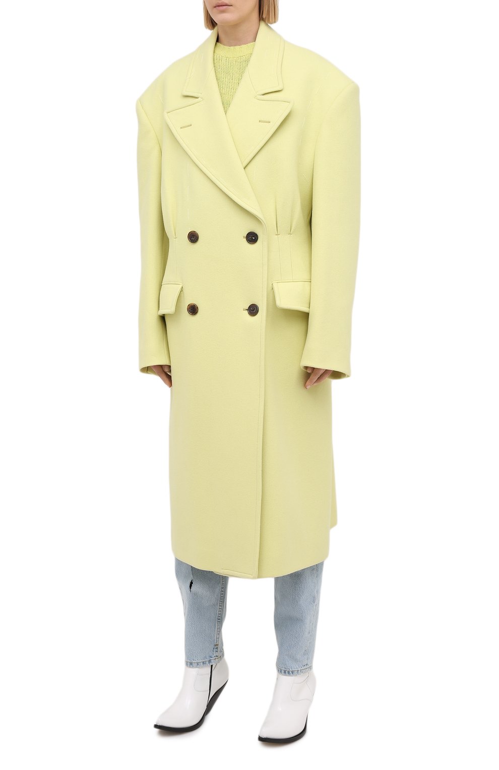 Шерстяное пальто MAISON MARGIELA светло-зеленого цвета по цене 262000 руб., арт. S29AA0257/S53206, фото 3 Шерстяное пальто MAISON MARGIELA, арт. S29AA0257/S53206, фото 3