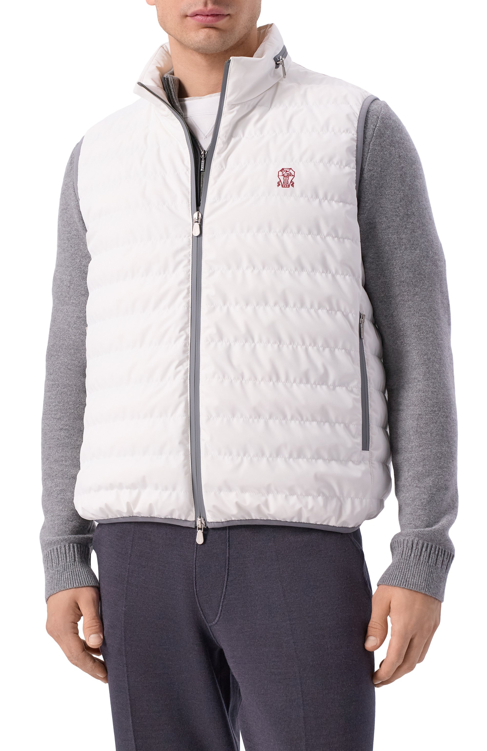 Пуховый жилет BRUNELLO CUCINELLI белого цвета по цене 299500 руб., арт. MM49A7460G, фото 3 Пуховый жилет BRUNELLO CUCINELLI, арт. MM49A7460G, фото 3