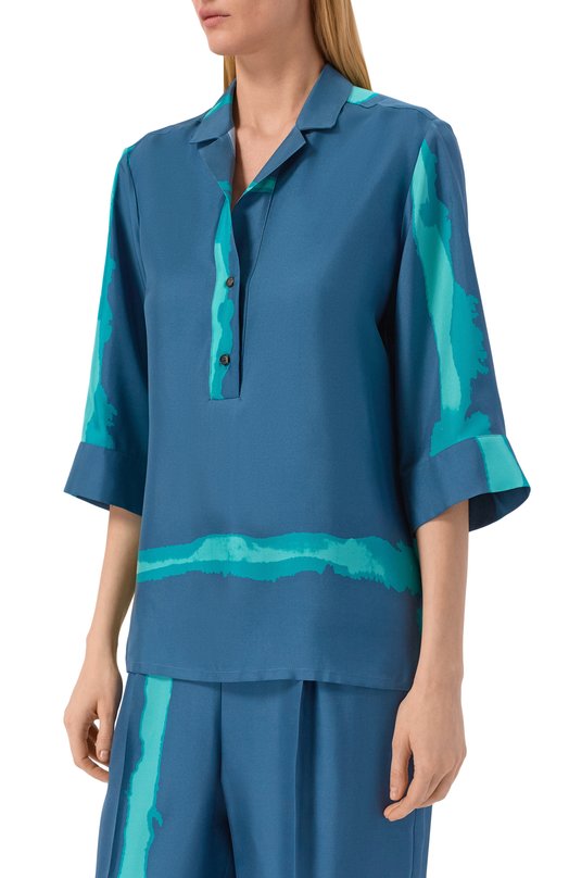 Шелковая блузка Kiton D51411K0999G02 Синий  D51411K0999G02 Фото 3