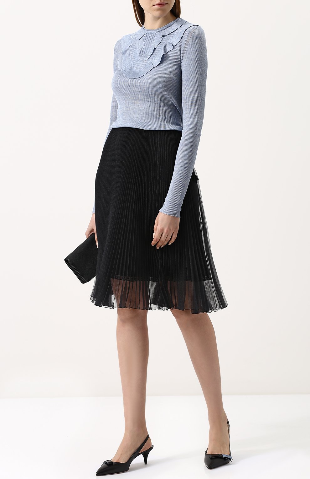 Кожаные туфли с ремешком на каблуке kitten heel PRADA, арт. 1I375I-11-F0002-55, фото 2