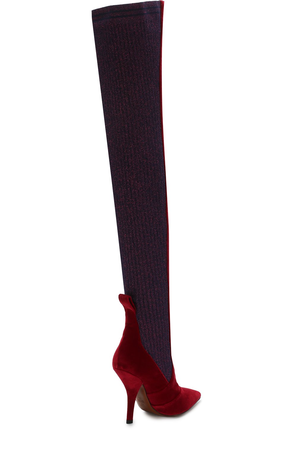 Бархатные ботфорты с вязаной отделкой на шпильке FENDI, арт. 8W6620/A02G, фото 4