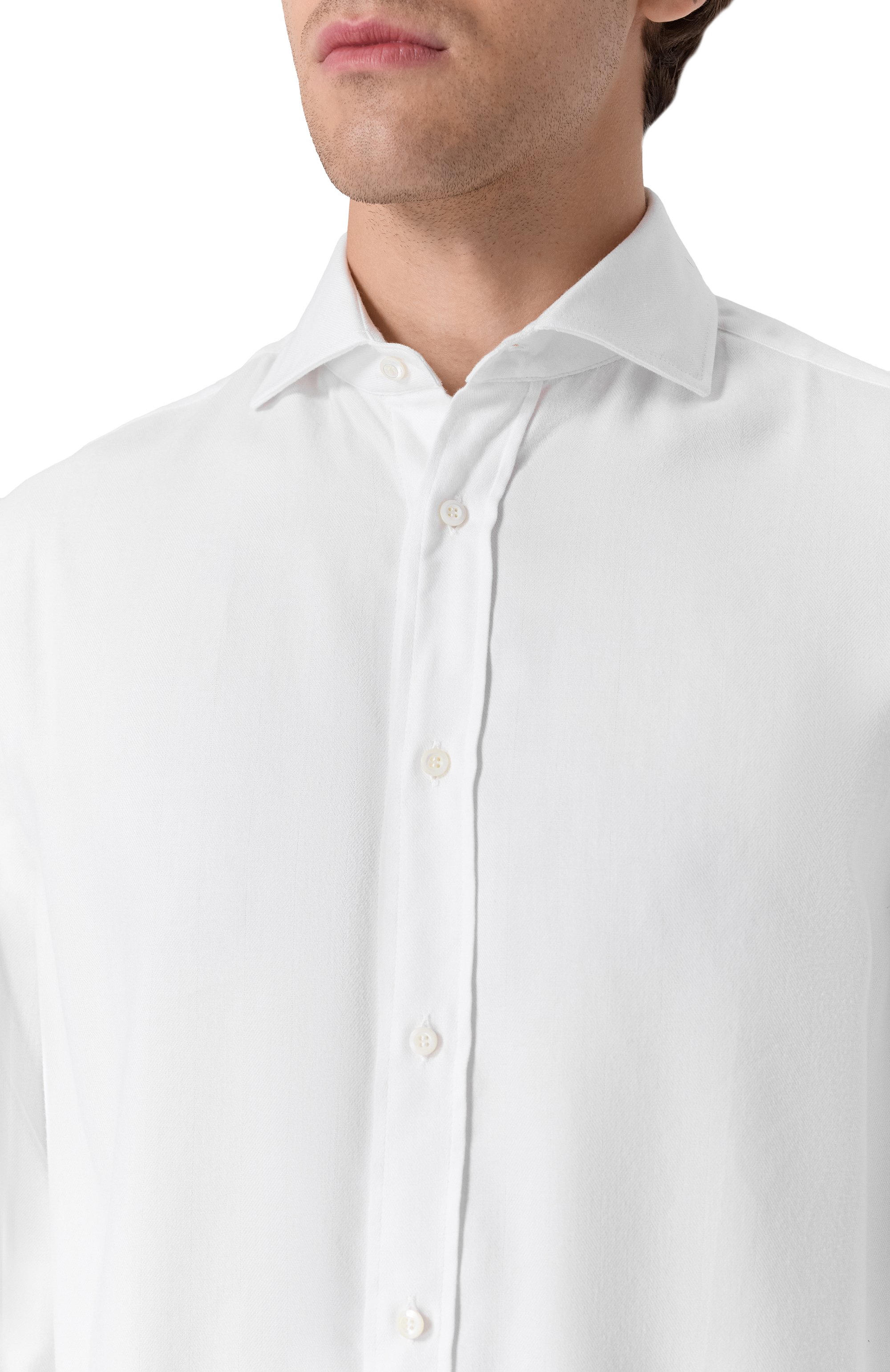 Рубашка из хлопка и лиоцелла BRUNELLO CUCINELLI белого цвета по цене 55500 руб., арт. MY6370627, фото 5 Рубашка из хлопка и лиоцелла BRUNELLO CUCINELLI, арт. MY6370627, фото 5