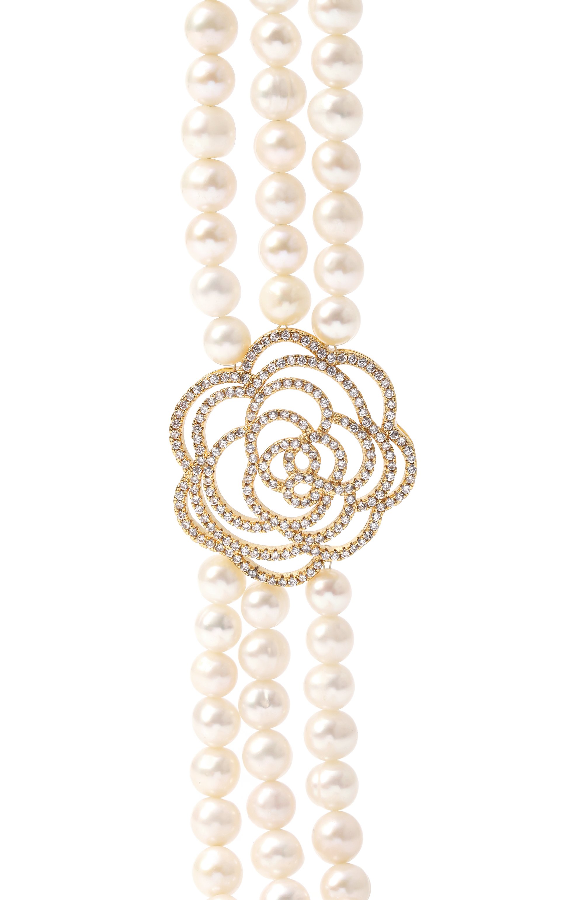 Ожерелье golden camelia BLUEJAY белого цвета по цене 30800 руб., арт. BJ-CMG, фото 3 Ожерелье golden camelia BLUEJAY, арт. BJ-CMG, фото 3