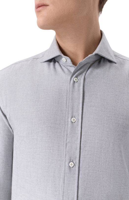 Рубашка из хлопка и лиоцелла Brunello Cucinelli MY6371718 Серый  MY6371718 Фото 5