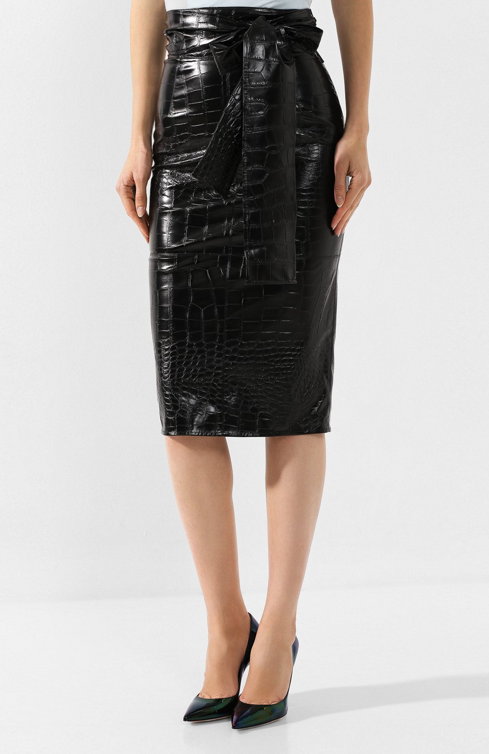 Юбка с поясом MSGM черного цвета по цене 28100 руб., арт. 2742MDD104 195802, фото 3 Юбка с поясом MSGM, арт. 2742MDD104 195802, фото 3