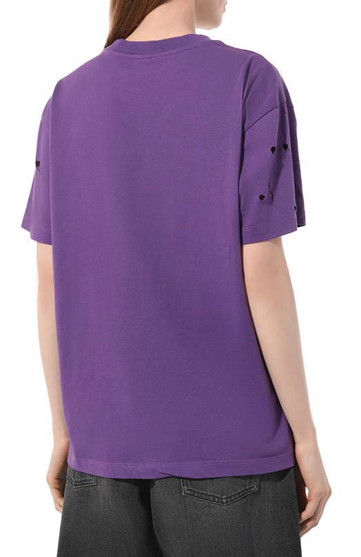 Хлопковая футболка Comme des Fuckdown CDFD3163 Фиолетовый  CDFD3163 Фото 4