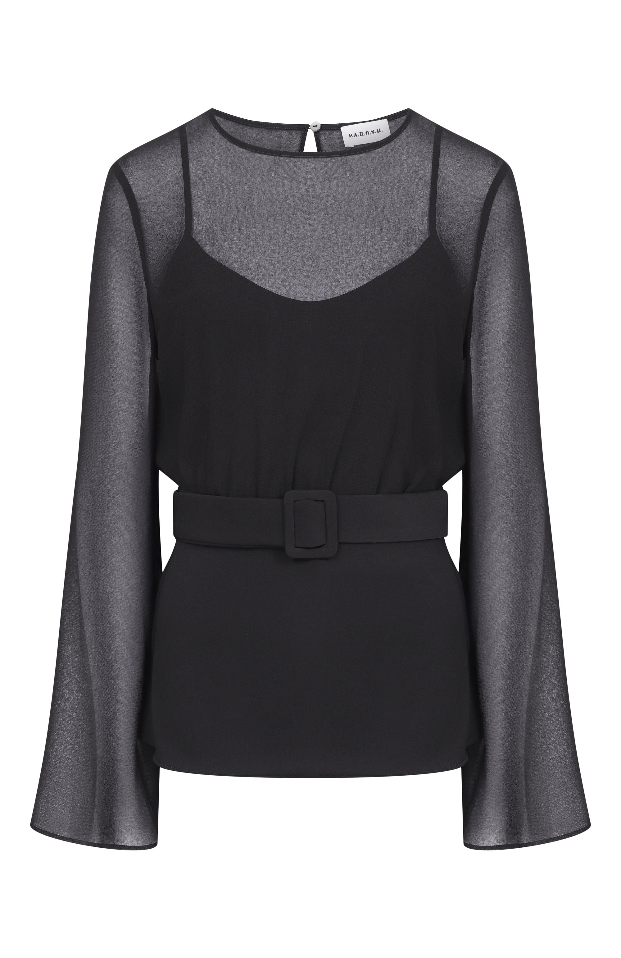 Блузка P.A.R.O.S.H. черного цвета по цене 62100 руб., арт. D313334/PANTY26, фото 1 Блузка P.A.R.O.S.H., арт. D313334/PANTY26, фото 1