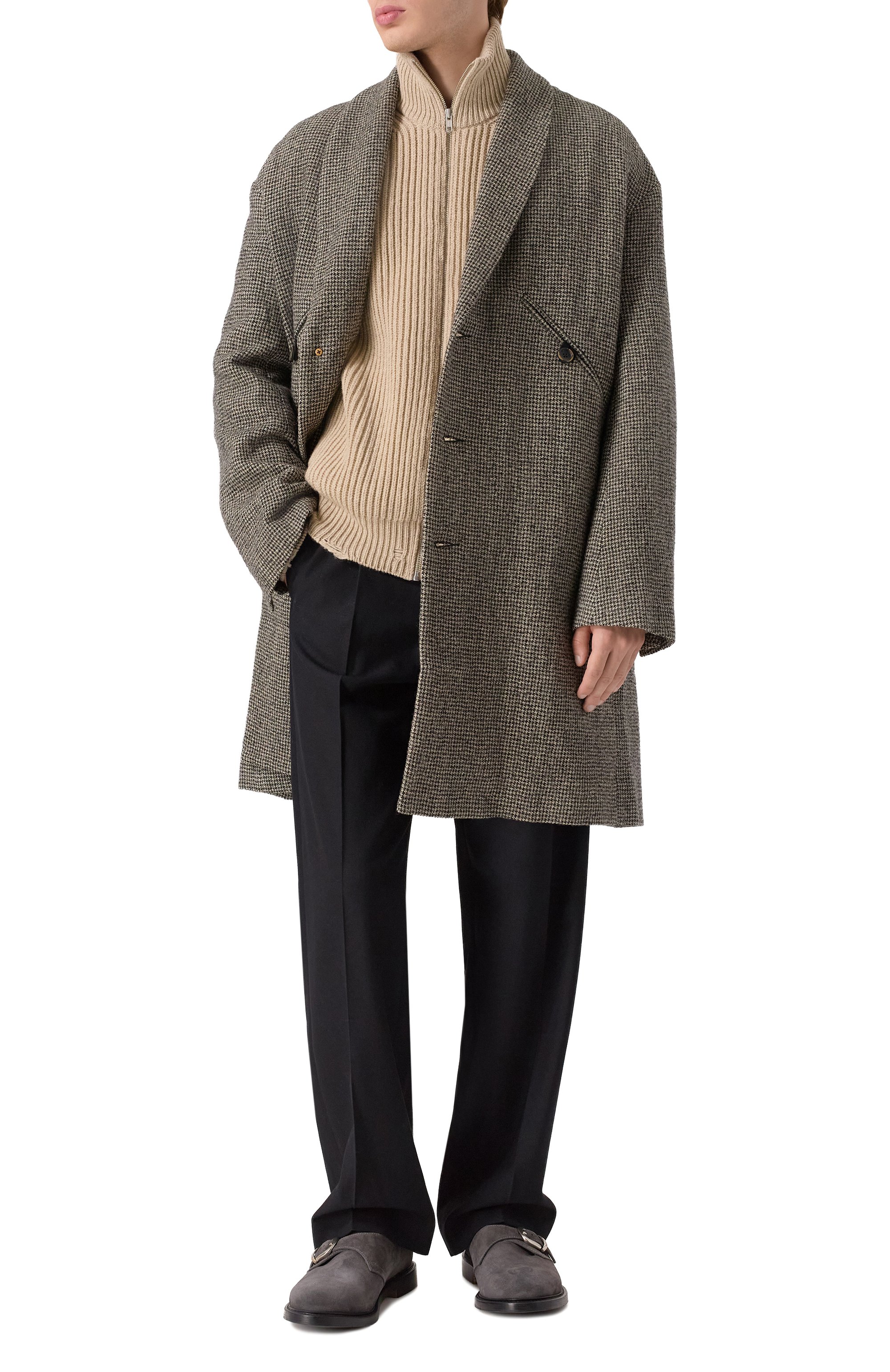 Пальто изо льна и шерсти UMA WANG серого цвета по цене 231500 руб., арт. UM8501, фото 2 Пальто изо льна и шерсти UMA WANG, арт. UM8501, фото 2