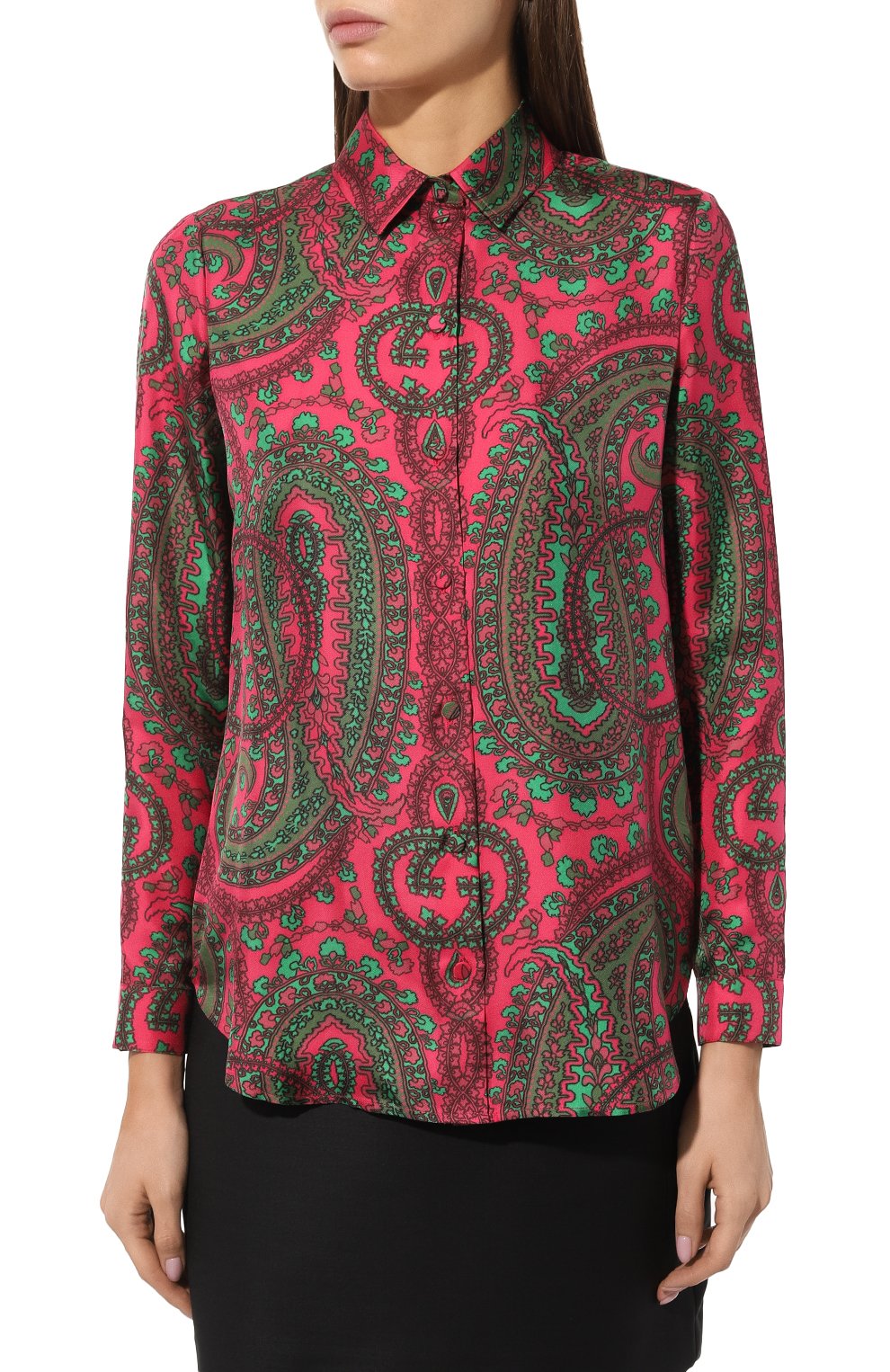 Шелковая рубашка GUCCI разноцветного цвета по цене 158400 руб., арт. 653209 ZAGI7, фото 3 Шелковая рубашка GUCCI, арт. 653209 ZAGI7, фото 3