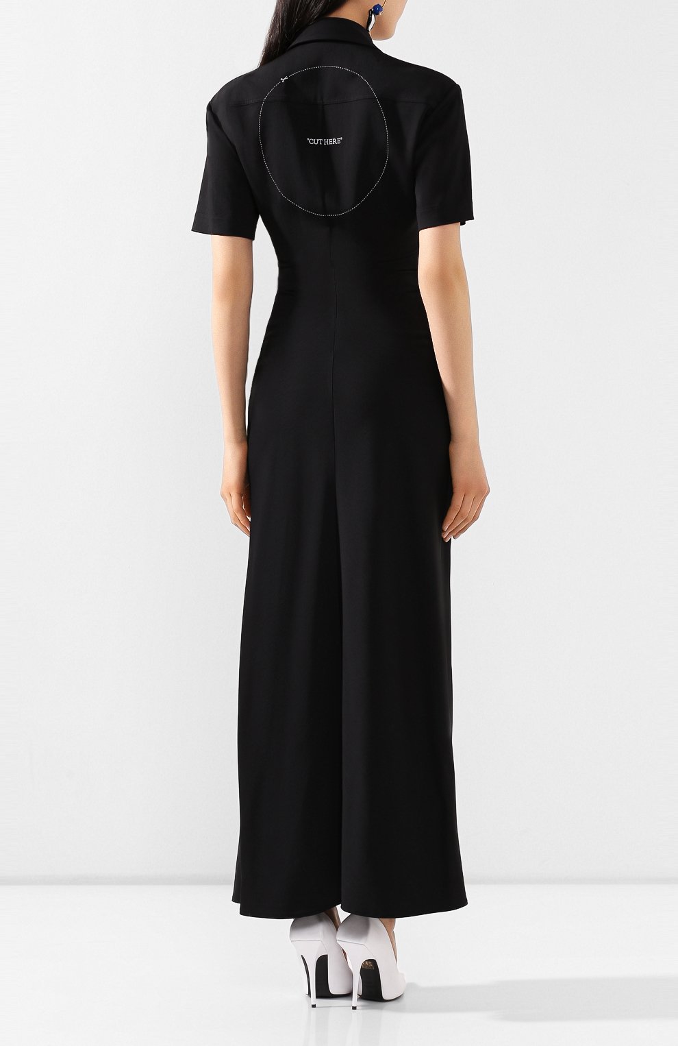 Платье из вискозы OFF-WHITE черного цвета по цене 123000 руб., арт. 0WDB248S20FAB0021001, фото 4 Платье из вискозы OFF-WHITE, арт. 0WDB248S20FAB0021001, фото 4