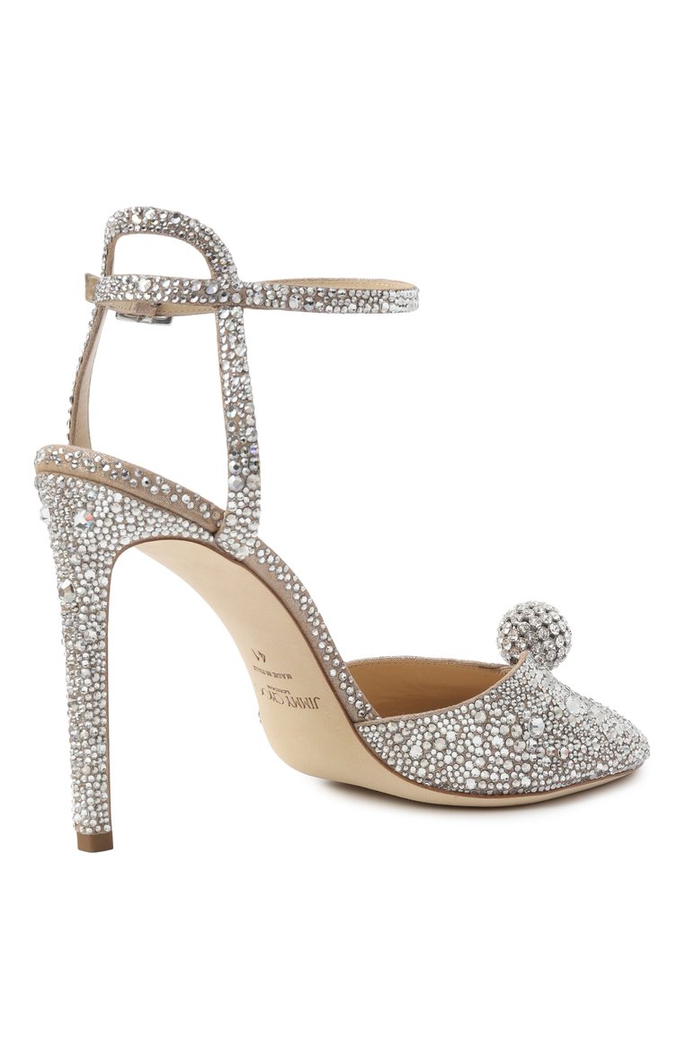 Женские кожаные босоножки sacora 100 JIMMY CHOO серебряного цвета, арт. SAC0RA 100/PHZ | Фото 5 (Подошва: Плоская; Материал внешний: Натуральная кожа; Каблук высота: Высокий; Материал внутренний: Натуральная кожа; Каблук тип: Шпилька)