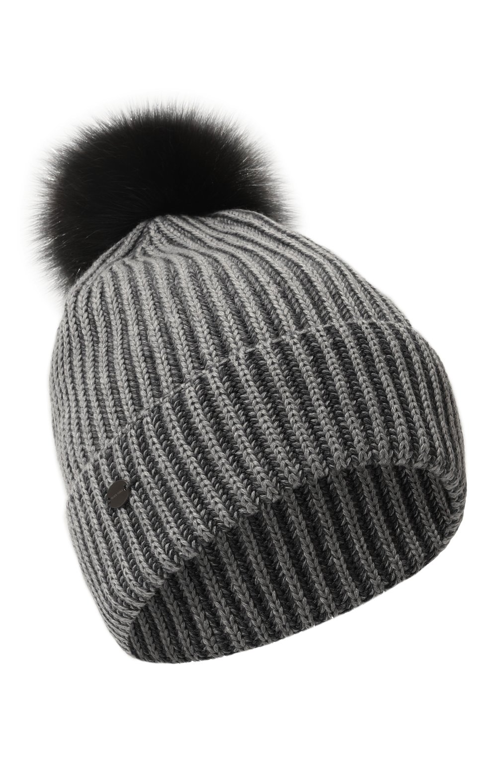 Шерстяная шапка с отделкой из соболя BLACK SABLE серого цвета по цене 57000 руб., арт. BS-47CC11, фото 1 Шерстяная шапка с отделкой из соболя BLACK SABLE, арт. BS-47CC11, фото 1