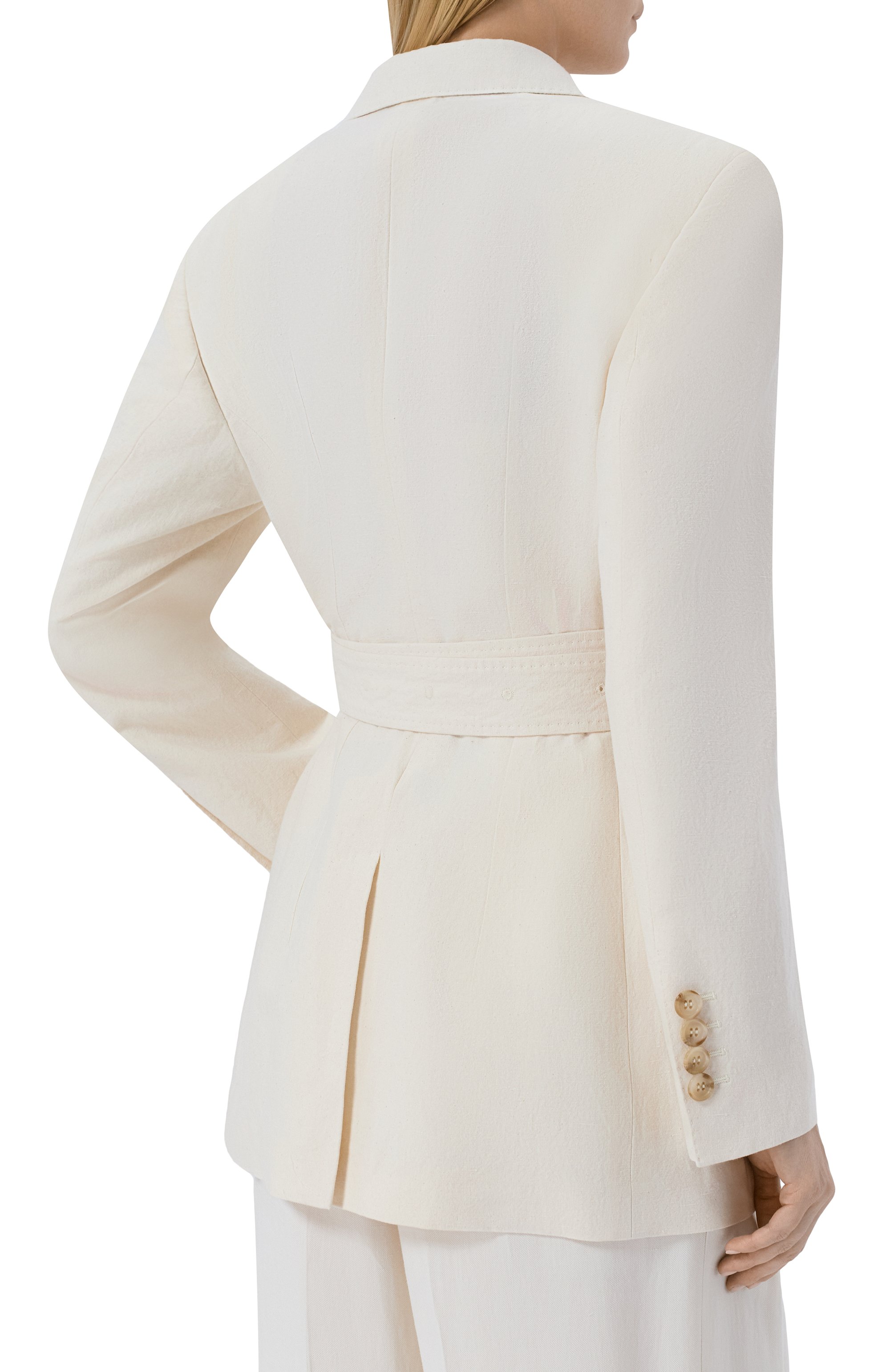 Жакет из хлопка и льна DOLCE & GABBANA кремового цвета по цене 389500 руб., арт. F29WCT/FUTDJ, фото 4 Жакет из хлопка и льна DOLCE & GABBANA, арт. F29WCT/FUTDJ, фото 4
