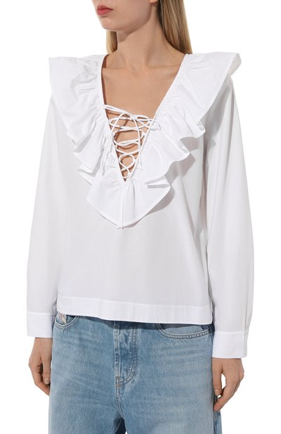 Хлопковая блузка GANNI, арт. F8701, фото 3