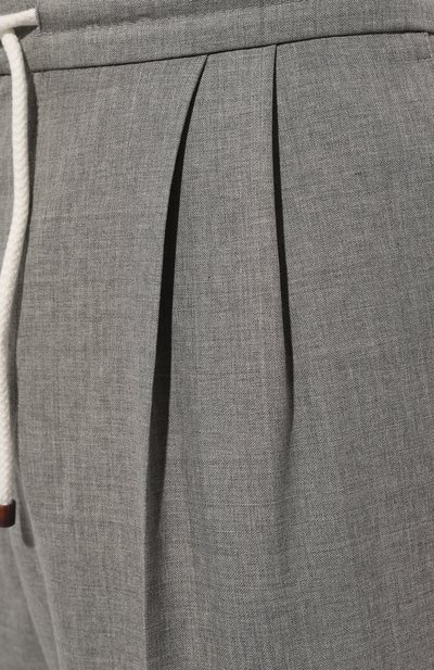 Шерстяные брюки BRUNELLO CUCINELLI серого цвета по цене 138500 руб., арт. MB407B2302, фото 5 Шерстяные брюки BRUNELLO CUCINELLI, арт. MB407B2302, фото 5