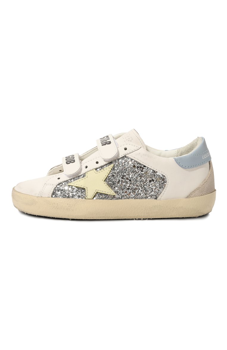 Детские кеды superstar GOLDEN GOOSE DELUXE BRAND серебряного цвета, арт. GYF00144.F004681 | Фото 2 (Материал внешний: Экокожа; Девочки Кросс-КТ: Обувь-низкие; Материал сплава: Проставлено; Нос: Не проставлено)