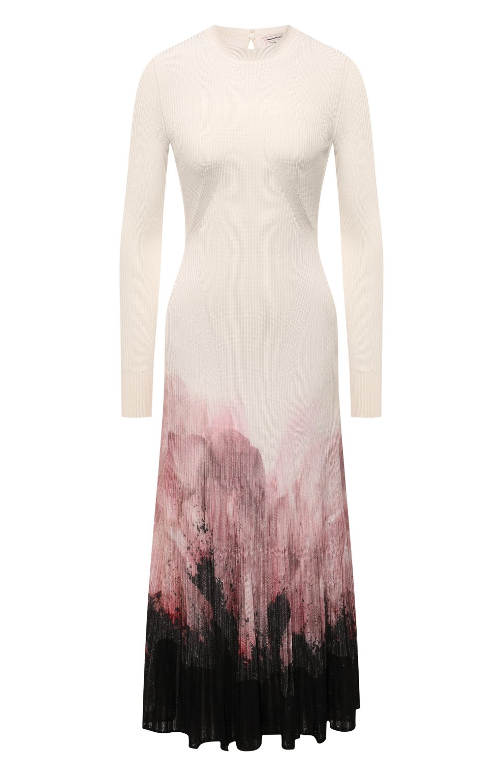 Платье из вискозы ALEXANDER MCQUEEN молочного цвета по цене 347500 руб., арт. 679383/Q1AWG, фото 1 Платье из вискозы ALEXANDER MCQUEEN, арт. 679383/Q1AWG, фото 1
