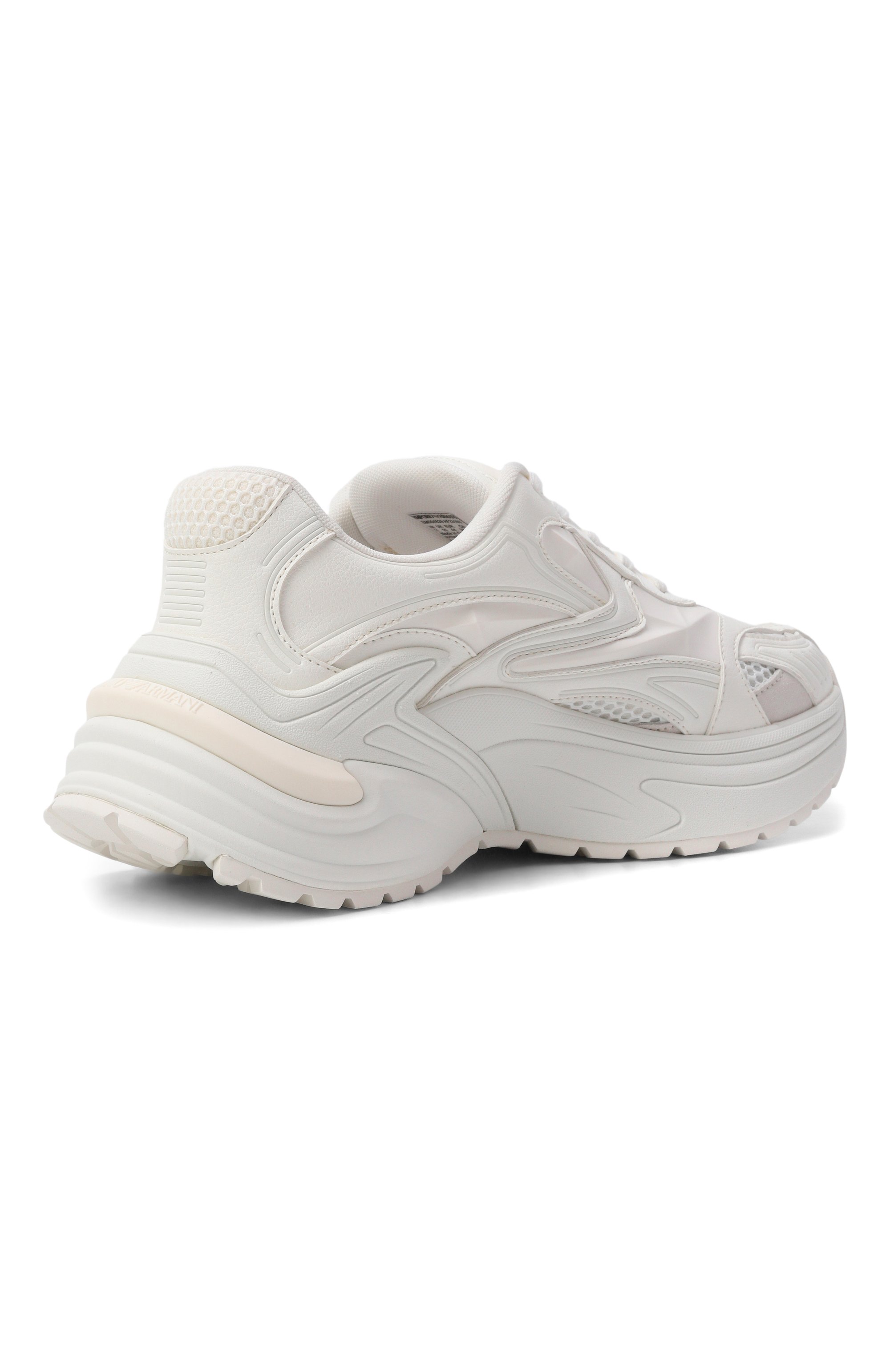 Комбинированные кроссовки EMPORIO ARMANI белого цвета по цене 51400 руб., арт. EM004829/AF23185, фото 4 Комбинированные кроссовки EMPORIO ARMANI, арт. EM004829/AF23185, фото 4