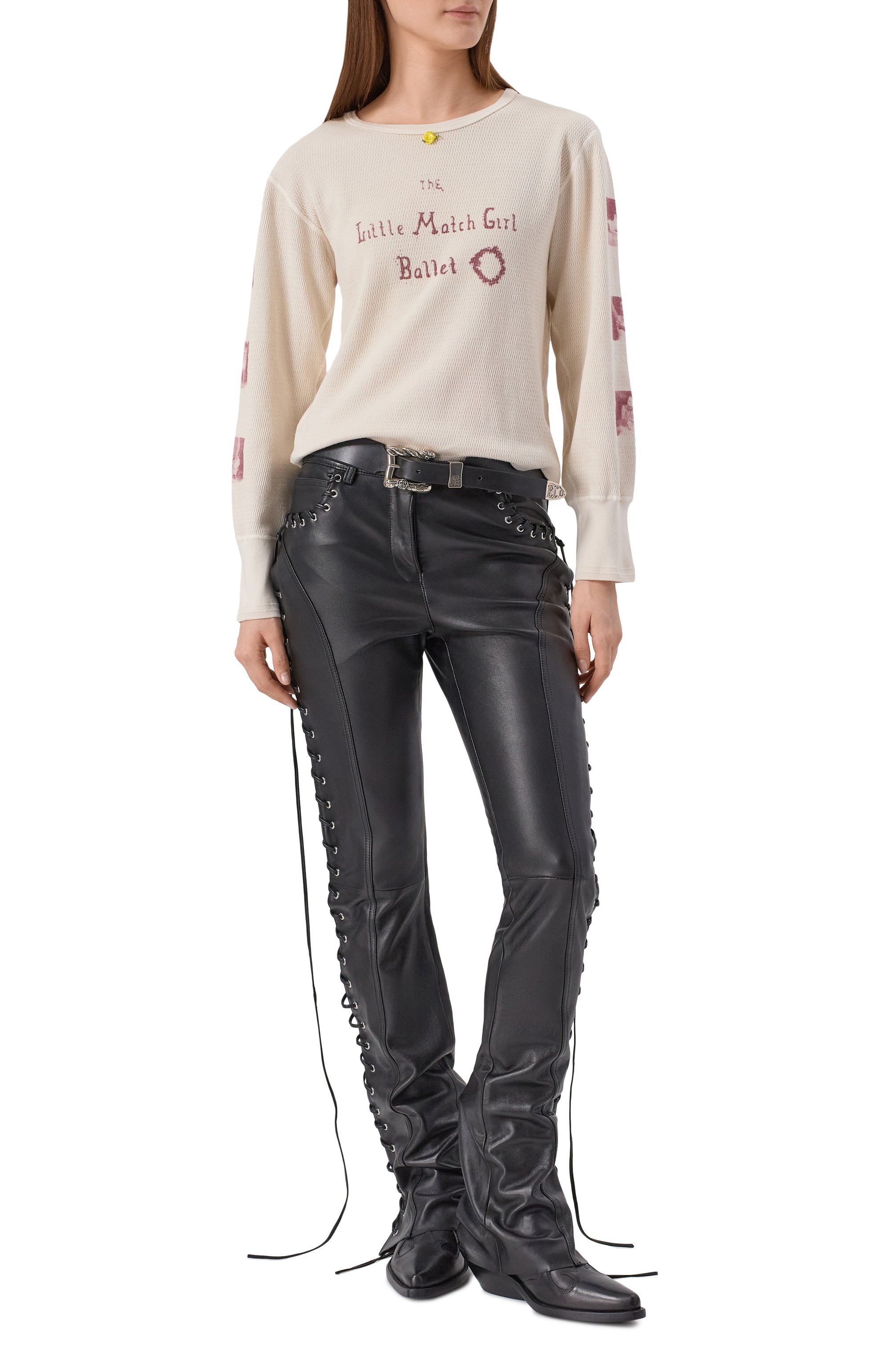 Хлопковый лонгслив ENFANTS RICHES DEPRIMES кремового цвета по цене 144500 руб., арт. 120-569/C0TT0N/ELASTANE BLEND, фото 2 Хлопковый лонгслив ENFANTS RICHES DEPRIMES, арт. 120-569/C0TT0N/ELASTANE BLEND, фото 2