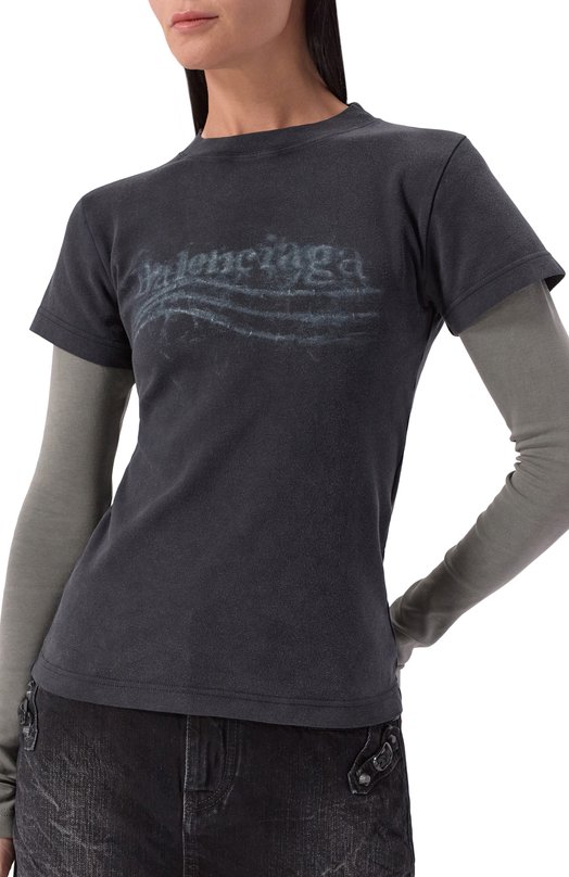 Хлопковый лонгслив Balenciaga 809262/TTVE1 Серый  809262/TTVE1 Фото 5