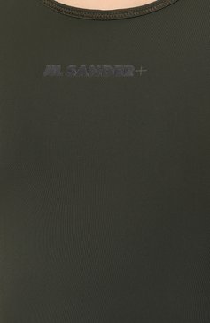 Женская майка JIL SANDER хаки цвета, арт. J40NC0001/J20031 | Фото 5 (Длина (для топов): Стандартные; Стили: Минимализм; Материал внешний: Син�тетический материал; Материал сплава: Проставлено; Драгоценные камни: Проставлено)