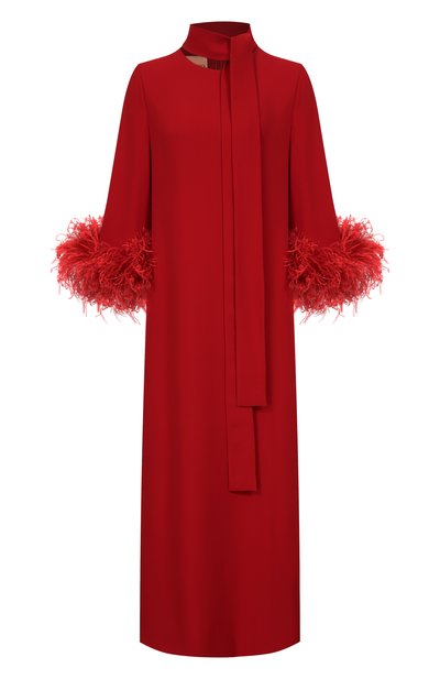 Женское шелковое платье с отделкой перьями VALENTINO, арт. 8B3VAHJ2/1MM