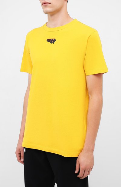 Хлопковая футболка OFF-WHITE желтого цвета по цене 29950 руб., арт. 0MAA027E20JER0121810, фото 3 Хлопковая футболка OFF-WHITE, арт. 0MAA027E20JER0121810, фото 3