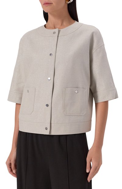 Жакет из хлопка и льна MAX MARA STUDIO серого цвета по цене 79950 руб., арт. AGILE, фото 3 Жакет из хлопка и льна MAX MARA STUDIO, арт. AGILE, фото 3