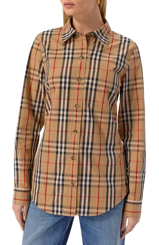 Хлопковая рубашка Burberry 8111847 Бежевый  8111847 Фото 3