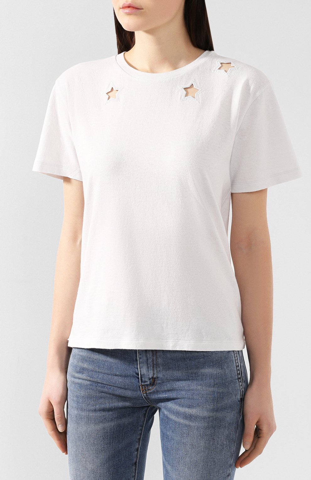 Хлопковая футболка SAINT LAURENT белого цвета по цене 41950 руб., арт. 547700/YB2XE, фото 3 Хлопковая футболка SAINT LAURENT, арт. 547700/YB2XE, фото 3